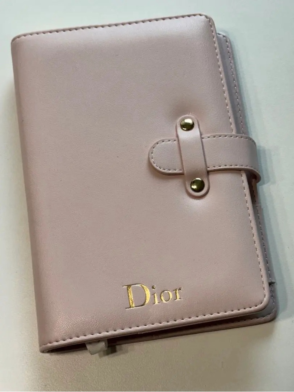 Dior Pale Pink Leather Notebook Cover with Gold Logo